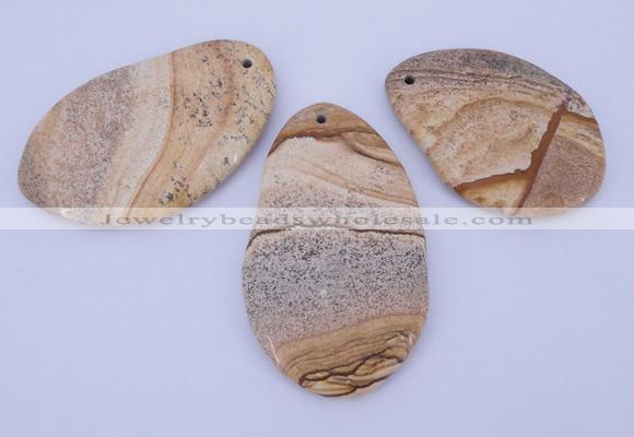 NGP958 5PCS 35-45mm*50-65mm freeform picture jasper gemstone pendants