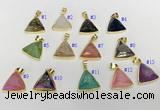 NGP9603 20*20mm faceted triangle plated druzy agate pendants