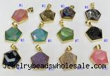 NGP9604 20*20mm faceted pentagon plated druzy agate pendants