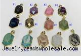 NGP9606 18*25mm faceted hexagon plated druzy agate pendants