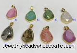 NGP9609 18*25mm faceted teardrop plated druzy agate pendants