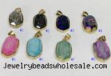 NGP9610 15*22mm faceted oval plated druzy agate pendants