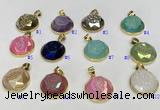 NGP9612 20mm faceted coin plated druzy agate pendants