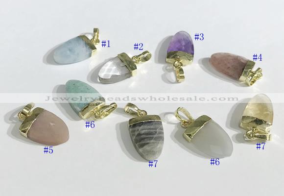 NGP9715 11*16mm arrowhead-shaped  mixed gemstone pendants wholesale