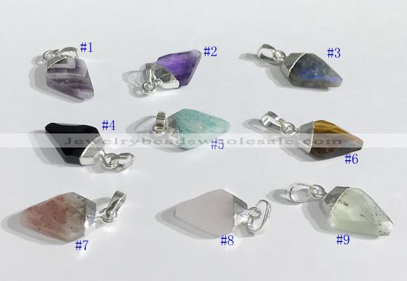 NGP9729 11*15mm arrowhead-shaped  mixed gemstone pendants wholesale