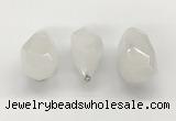 NGP9800 22*35mm - 25*40mm faceted nuggets white jade pendants