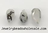 NGP9805 22*35mm - 25*40mm faceted nuggets black rutilated quartz pendants