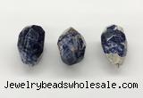 NGP9817 22*35mm - 25*40mm faceted nuggets sodalite gemstone pendants