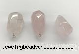 NGP9819 22*35mm - 25*40mm faceted nuggets rose quartz pendants