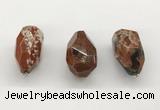 NGP9826 22*35mm - 25*40mm faceted nuggets red jasper pendants