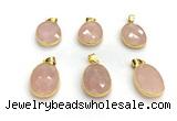 NGP9876 17*22mm faceted oval rose quartz pendant