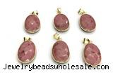 NGP9877 17*22mm faceted oval pink wooden jasper pendant