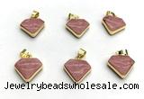 NGP9884 14*16mm faceted pink wooden jasper pendant