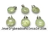 NGP9892 16mm faceted coin prehnite pendant