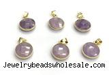 NGP9897 16mm faceted coin amethyst pendant