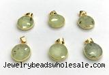 NGP9899 16mm faceted coin prehnite pendant