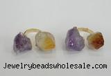 NGR102 13*18mm - 15*20mm faceted nuggets amethyst & citrine rings