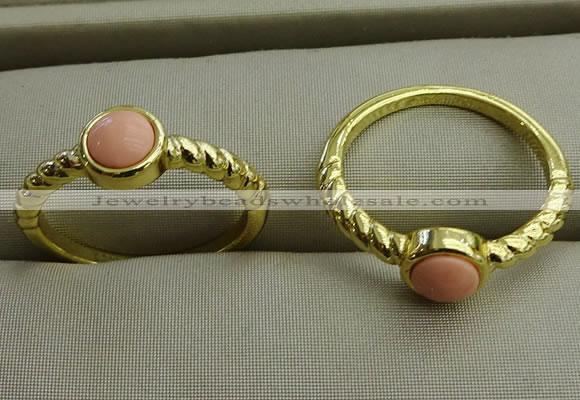 NGR1049 4mm coin synthetic coral rings wholesale