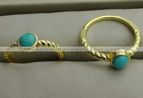 NGR1050 4mm coin synthetic turquoise rings wholesale