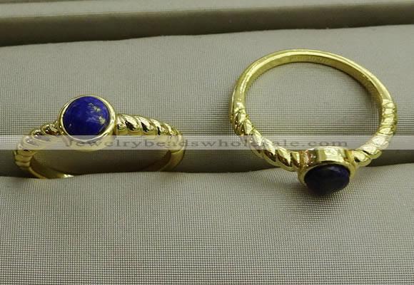 NGR1054 4mm coin lapis lazuli gemstone rings wholesale