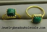 NGR1071 8*8mm square malachite gemstone rings wholesale