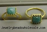 NGR1072 8*8mm square amazonite gemstone rings wholesale