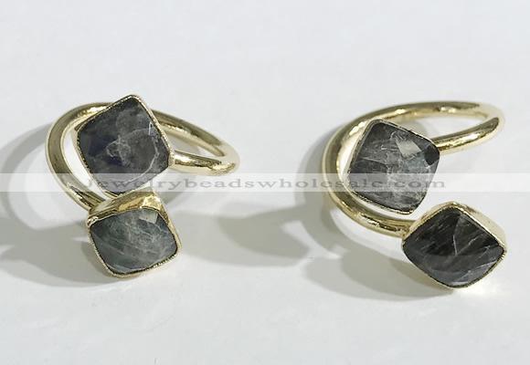 NGR1082 8mm faceted square labradorite gemstone rings wholesale