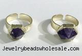 NGR1083 11*11mm - 13*13mm faceted nuggets amethyst gemstone rings wholesale