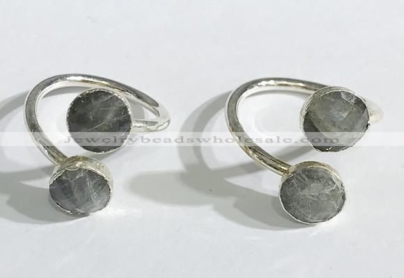 NGR1087 8mm faceted coin  labradorite gemstone rings wholesale