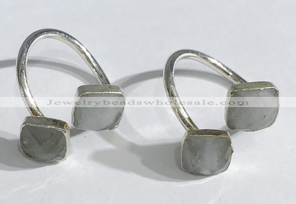 NGR1088 8mm faceted square aquamarine gemstone rings wholesale