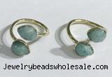 NGR1094 8*10mm faceted flat droplet amazonite rings wholesale