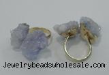 NGR11 15*20mm - 20*25mm nuggets plated druzy quartz rings