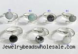 NGR1101 10mm faceted coin  mixed gemstone rings wholesale