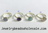 NGR1102 10mm faceted coin  mixed gemstone rings wholesale