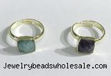 NGR1104 10mm faceted square  mixed gemstone rings wholesale