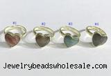 NGR1107 13mm faceted heart  mixed gemstone rings wholesale