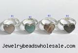 NGR1108 13mm faceted heart  mixed gemstone rings wholesale