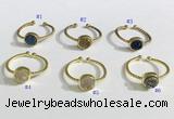 NGR1114 8mm coin  druzy agate gemstone rings wholesale