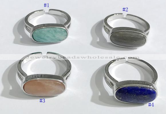 NGR1123 8*16mm oval mixed gemstone rings wholesale