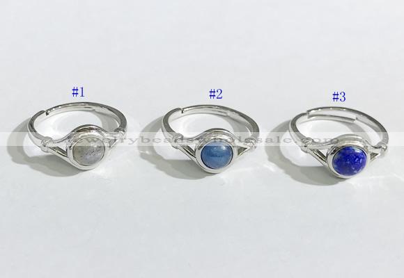 NGR1130 14*17mm flat round mixed gemstone rings wholesale