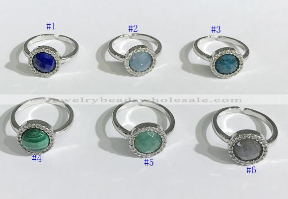 NGR1133 11mm flat round mixed gemstone gemstone rings wholesale