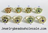 NGR1135 14mm flat round mixed gemstone gemstone rings wholesale