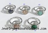 NGR1136 7mm - 11mm flat round mixed gemstone gemstone rings wholesale