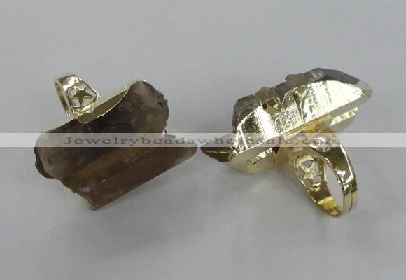 NGR122 12*35mm - 15*40mm faceted nuggets lemon quartz rings