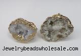 NGR126 30*40mm - 35*45mm freeform plated druzy quartz rings