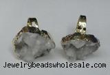 NGR129 18*25mm - 20*25mm freeform plated druzy quartz rings