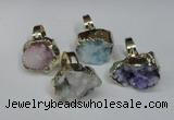 NGR133 18*25mm - 20*25mm freeform plated druzy quartz rings