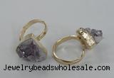 NGR135 15*20mm - 18*25mm freeform plated druzy amethyst rings