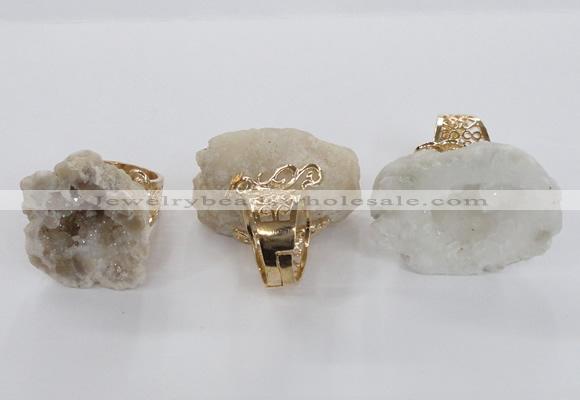 NGR141 25*30mm - 30*40mm freeform druzy agate rings wholesale