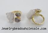 NGR148 8*10mm - 15*20mm nuggets druzy quartz rings wholesale